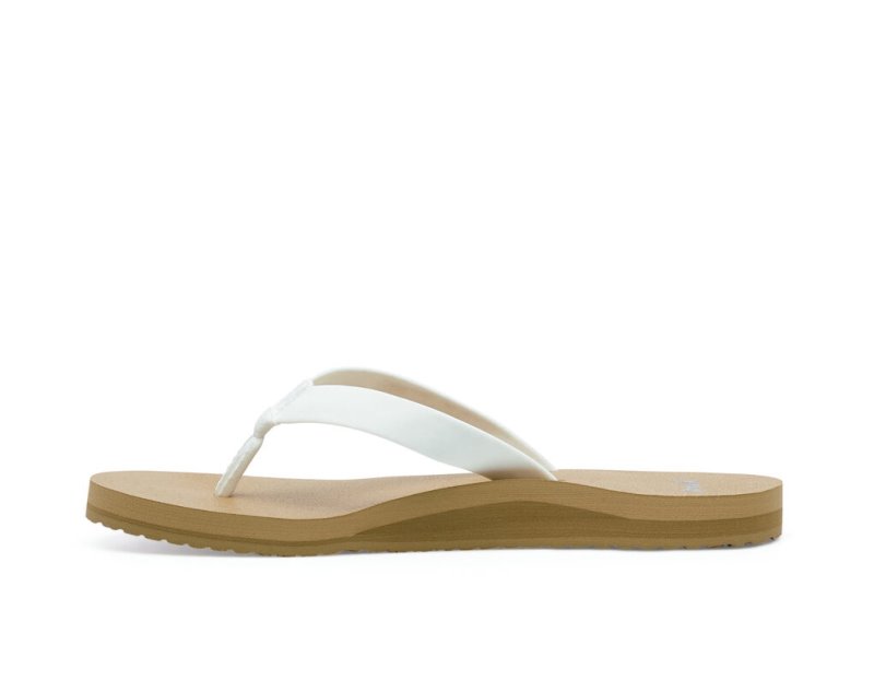 Sanuk Ashland St Vegan Women's Flip Flops White / Brown | Canada 185PJJ